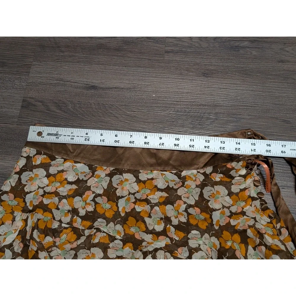 Abercrombie & Fitch Silk Floral Ruffle Mini Skirt Brown Orange Size‎ 0 Y2K NWT